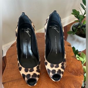 Giuseppe Zanotti Leopard Pony Hair Heels